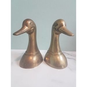 ☆Vintage Brass Duck Head Book Ends